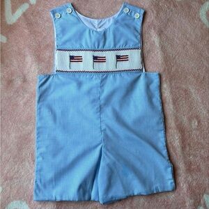 USA FLAG Smocked Kids Romper